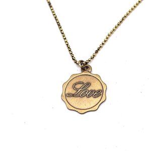 Bella Ryann Chain "Love" Pendant Necklace Gold Tone Lobster Closure Signed 18"